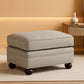 Rectangular Upholstered Ottoman Light Brown Bun Legs