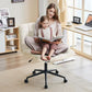 Swivel Faux Fur Armless Desk Chair With Wheels Height Adjustable