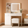 White Vanity Desk Illuminated Mirror Storage Cabinet-0