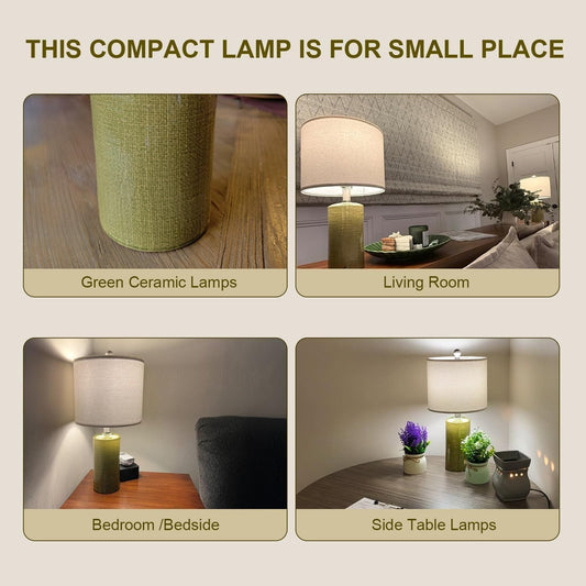 Industrial Green Ceramic Nightstand Table Lamp Modern-1