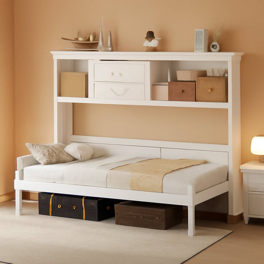 Twin Murphy Bed With Multi Compartmental Storage White