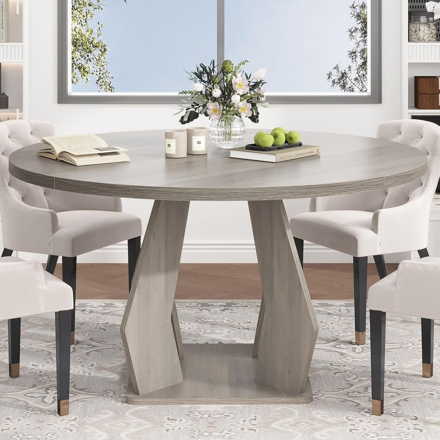 Contemporary Farmhouse Round Dining Table 47 Inches