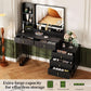 Vanity Desk With Dimmable Illuminated Mirror Black