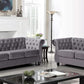 Gray Velvet Loveseat Modern Living Room Furniture Sofa