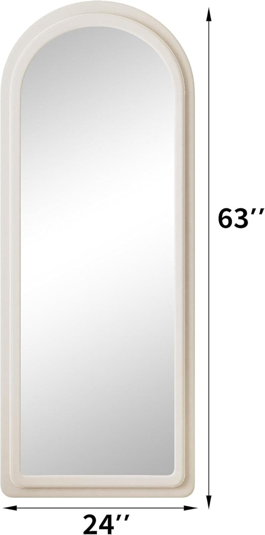 Arched Freestanding Floor Mirror 63x24 Inches White