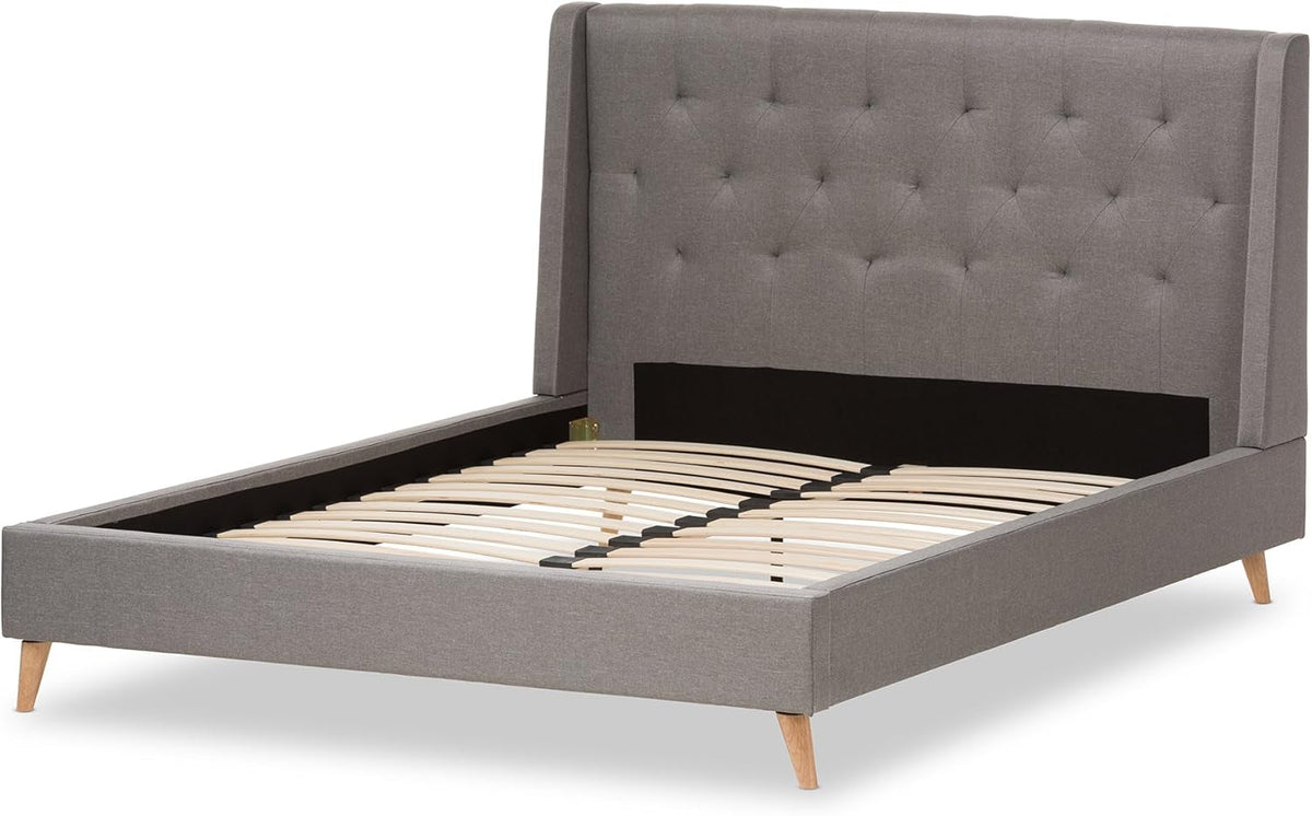 King Size Wingback Graphite Grey Upholstered Platform Bed