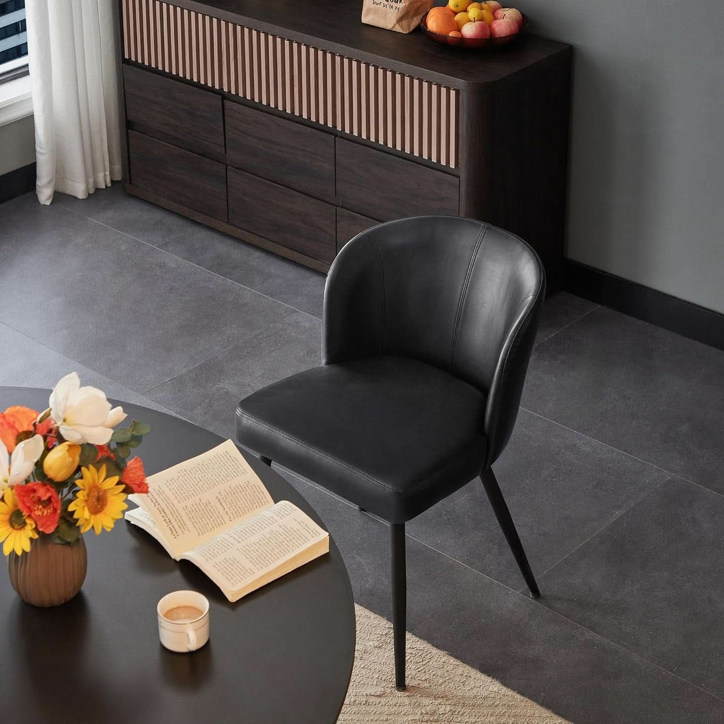 Charcoal Upholstered Dining Chairs Set Two Metallic