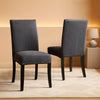 Gray Fabric Dining Chairs With Nailhead Trim Set Of 2