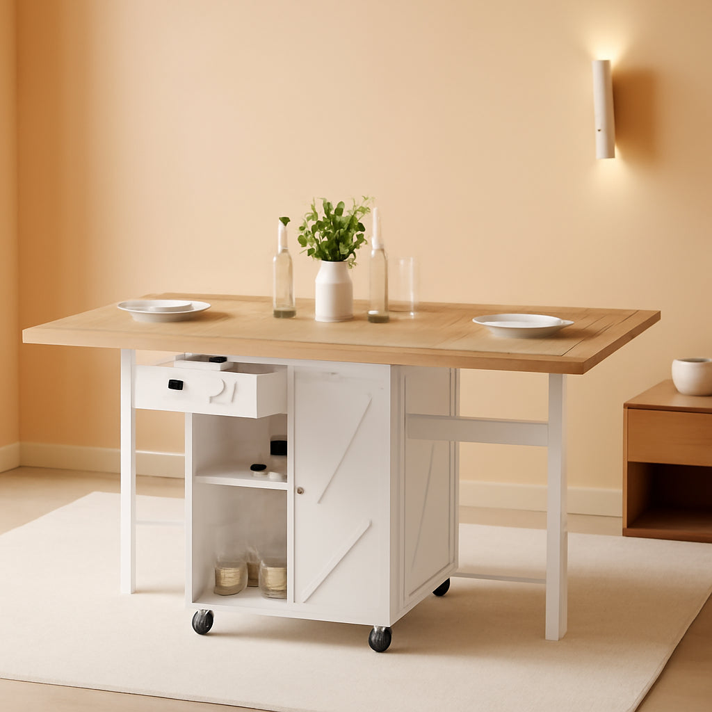 Natural Foldable Dining Table For 2to4 Compartments