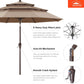 9ft 3 Tier Patio Umbrella Weather Resistant Fabric Khaki