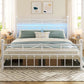 King Industrial Strength Bed Frame With Led Head board