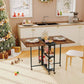 Rustic Brown Expandable Folding Dining Table With 6 Wheels