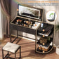 Black Vanity Desk With Multifunctional Ambient Mirror
