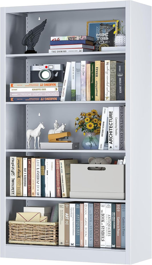 Modern Metal Bookcase With Five Adjustable Shelves-0