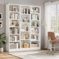 Triple Wide White Bookshelf 6 Tier 74 Inch Tall Unit-1