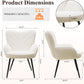 Beige Sherpa Upholstered Accent Chair Curved Backrest