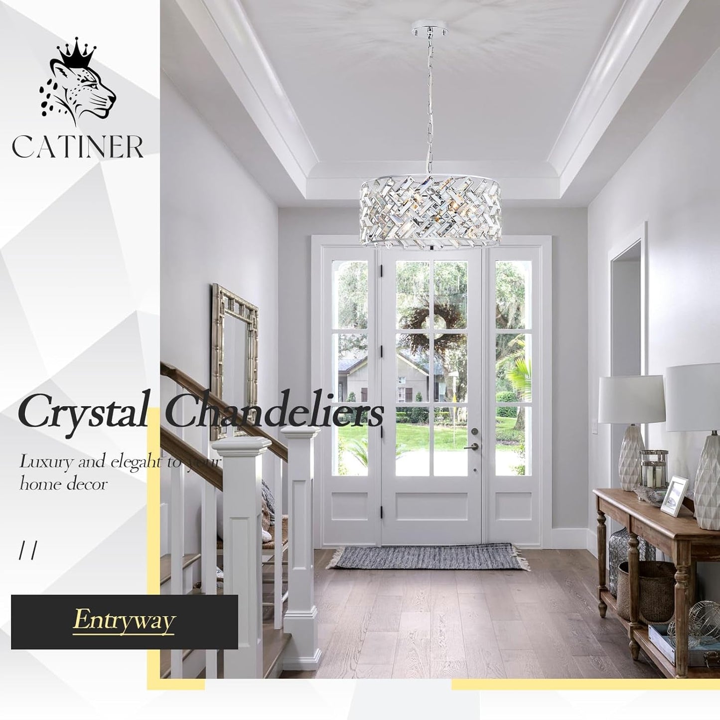 Chrome Crystal Chandelier Ceiling Mount Fixture Light