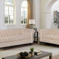 Three Piece Velvet Chesterfield Living Room Sofa Set Beige With Club Chair And Loveseat-3