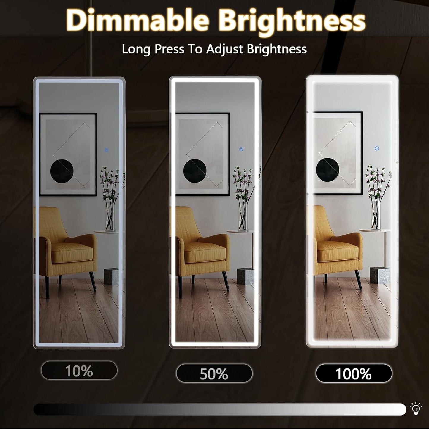 65Inch LED Floor Mirror With Colorful Illumination