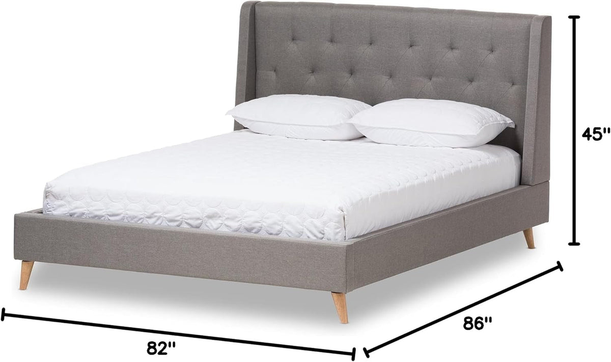 King Size Wingback Graphite Grey Upholstered Platform Bed