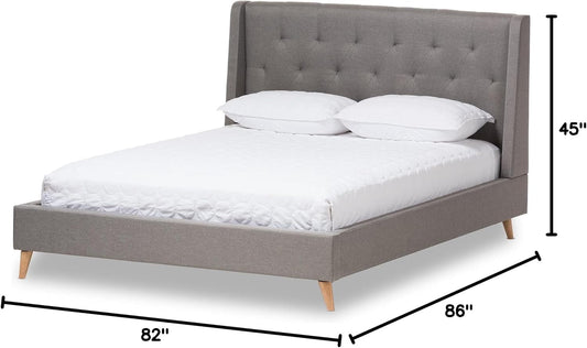King Size Wingback Graphite Grey Upholstered Platform Bed