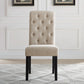 Tufted Solid Wood Dining Chairs Tan Set Of 2 Modern