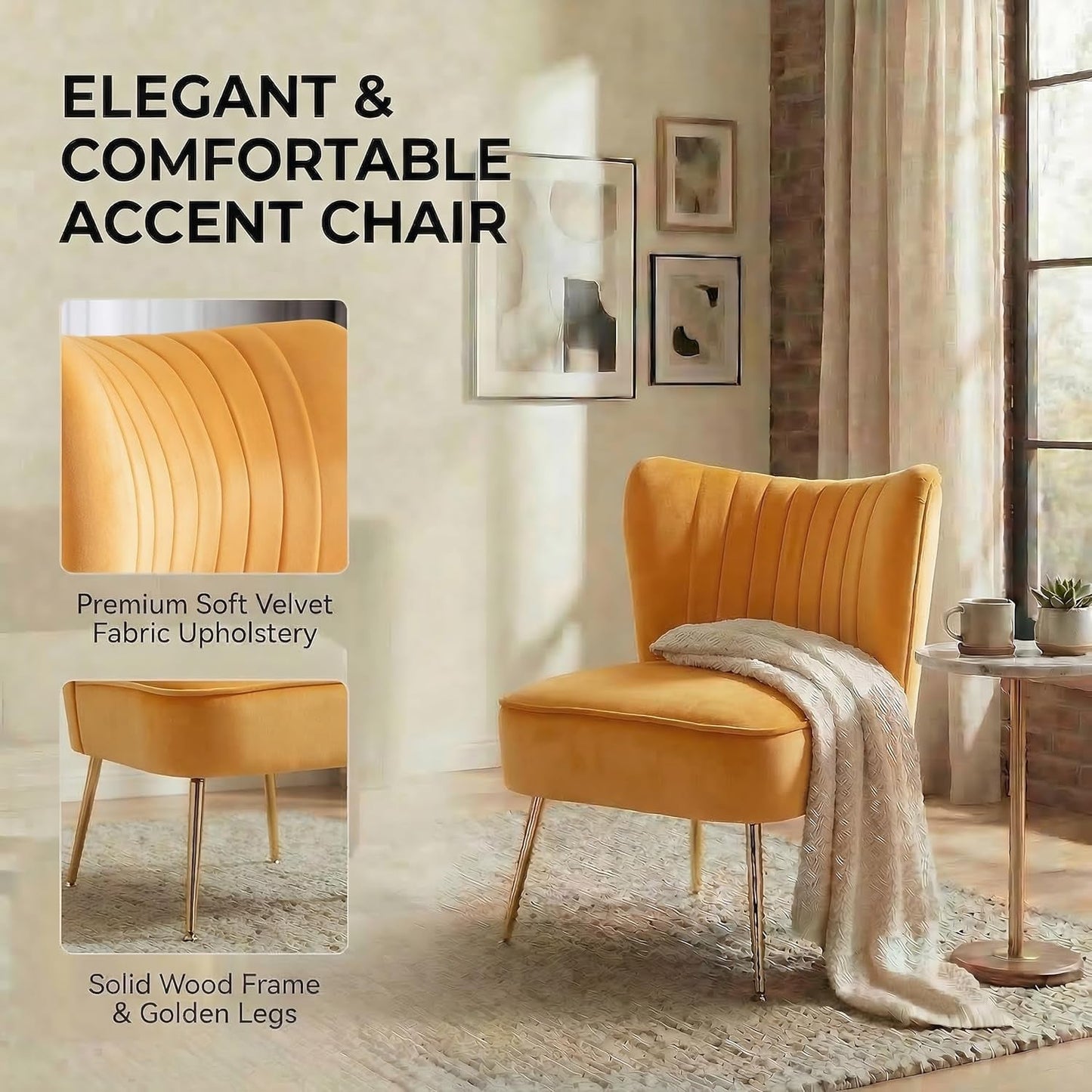 Yellow Wingback Slipper Armchair UltraLux Deluxe Two