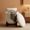 White Elegant Round Ottoman With Concealed Storage