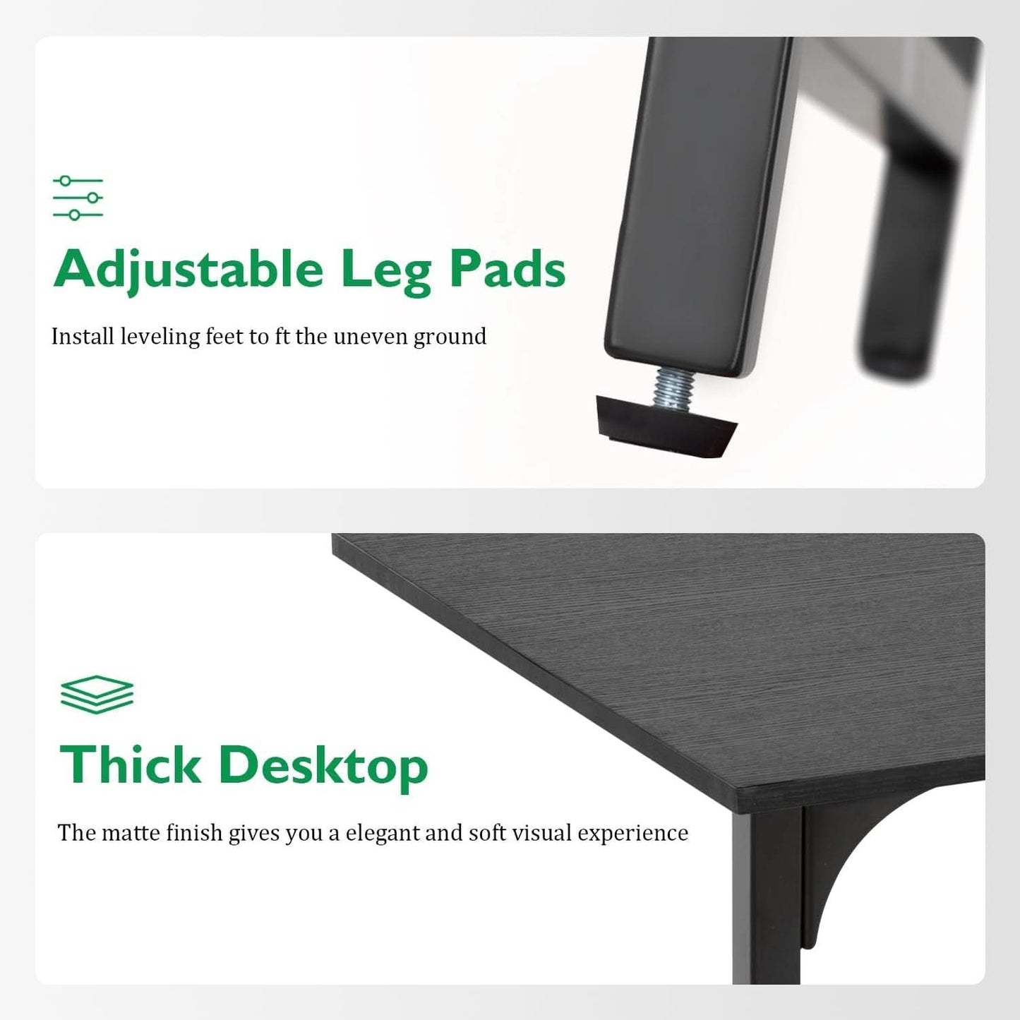 Black 32 Inch Desk And Chair Set For Home Office Use