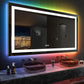 60x30 Inch RGB Dimmable LED Vanity Mirror Anti Fog Back lit