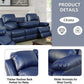Manual Leather Recliner Sofa Set Blue Living Room Furniture