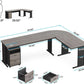83 Inch L Shaped Office Desk Gray Executive Desk Large