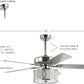 Contemporary Reversible Chrome Lighting Ceiling Fan