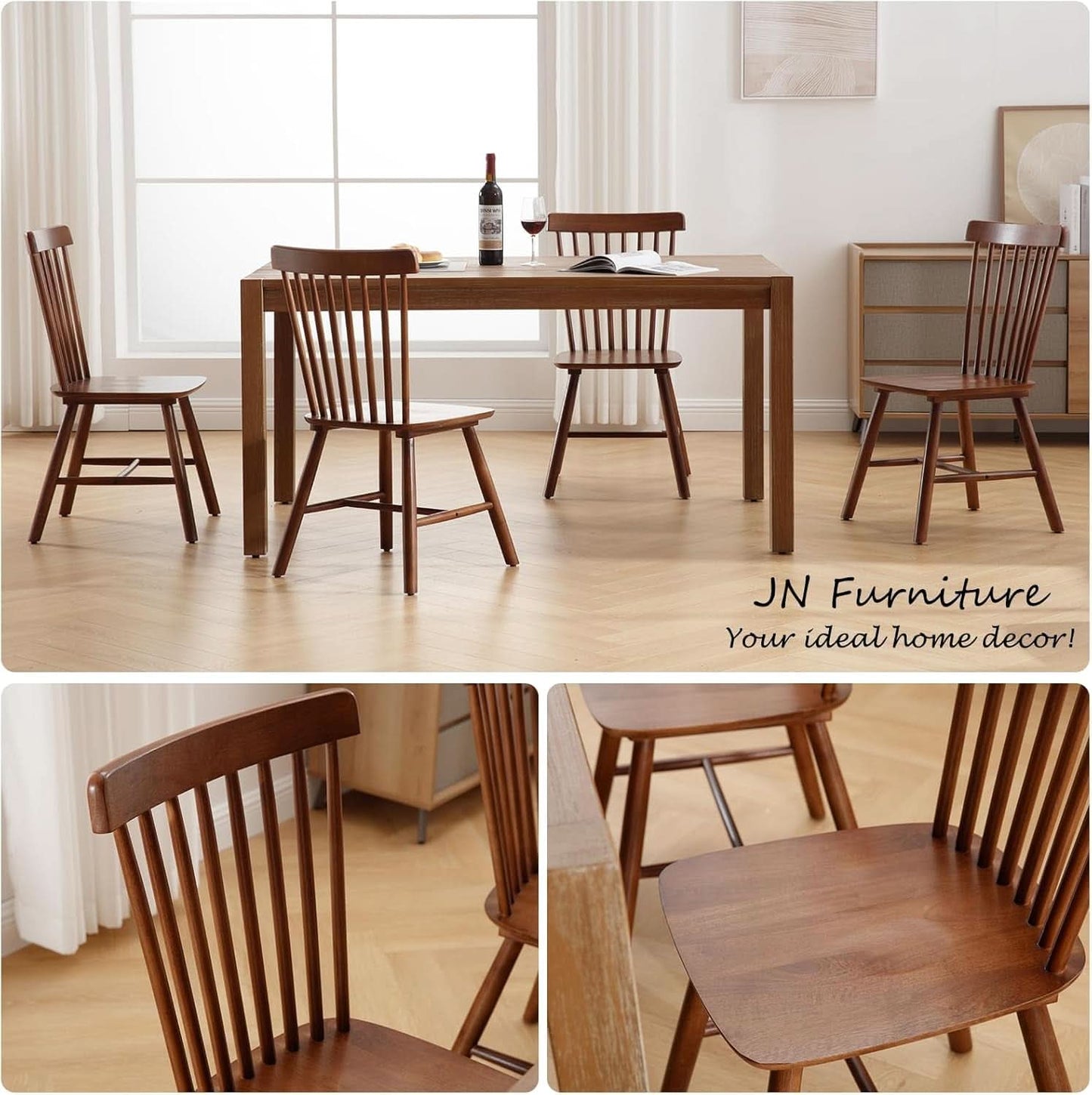 Walnut Windsor Dining Chairs Featuring Spindle Back