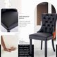 Leather Dining Chair Set Of 2 Tufted Black And Orange