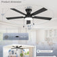Fifty Two Inch Black UltraQuiet Ceiling Fan Dimmable Lights