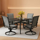 Patio Dining Set For 4 All Weather Furniture With Grey Sling Swivel Chairs
