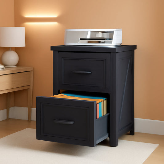 Black Farmhouse Vertical Adjustable File Cabinet Drawer