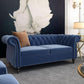 Blue Velvet 3 Piece Sectional Sofa Set With Tufting