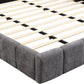 King Size Gray Chenille Upholstered Platform Bedstead
