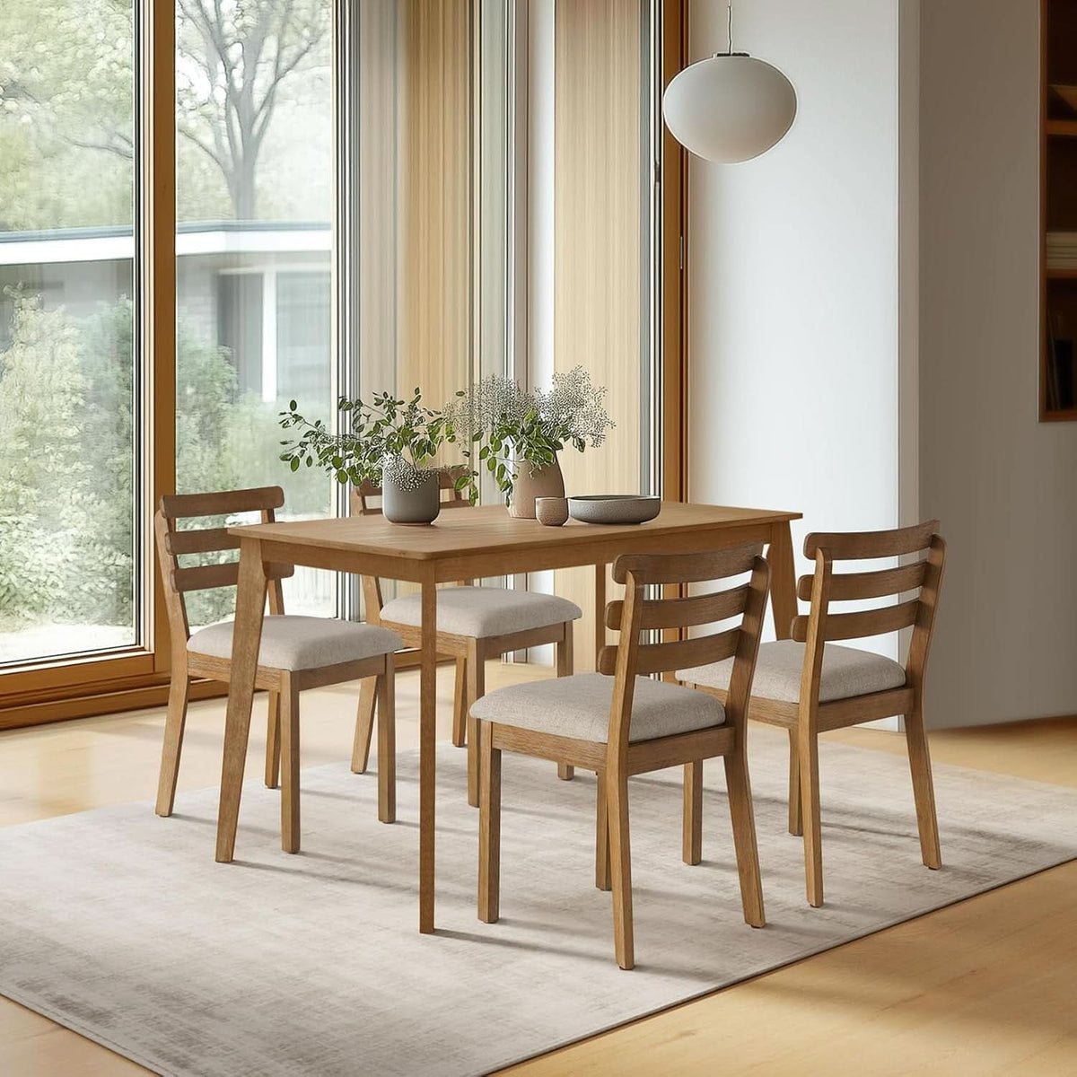 Premium Solid Wood Farmhouse Dining Table Set For Four