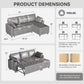 Charcoal Gray Sleeper Sofa With Reversible Storage Chaise