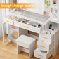 White 49.2 Inches Contemporary Vanity Desk Illuminated
