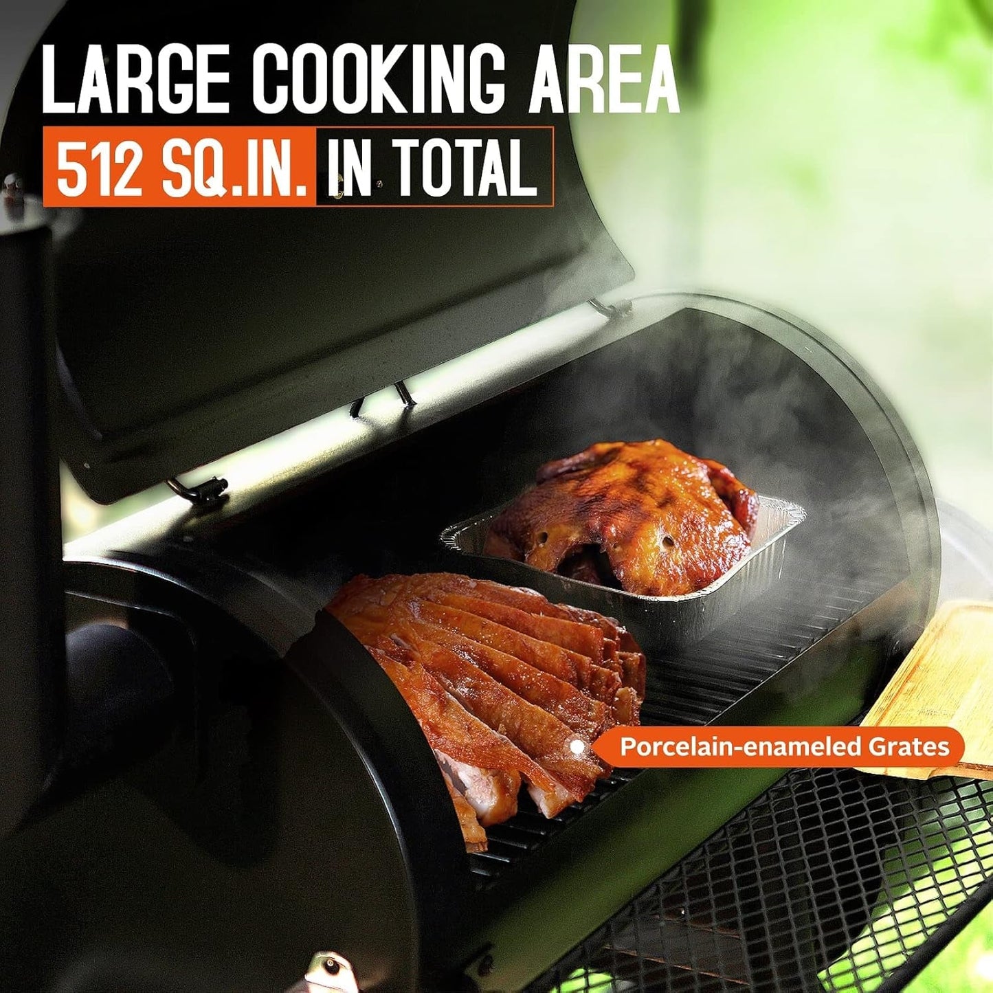 Charcoal Grill With Offset Smoker 512 SquareInch Black