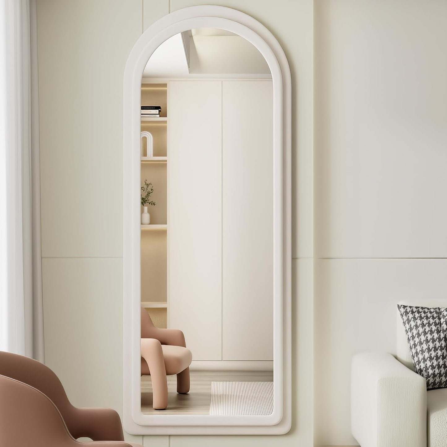 Arched Freestanding Floor Mirror 63x24 Inches White