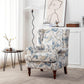 Blue Floral Upholstered Accent Armchair Living Room