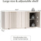 White Fluted Sideboard Cabinet With Adjustable Shelves