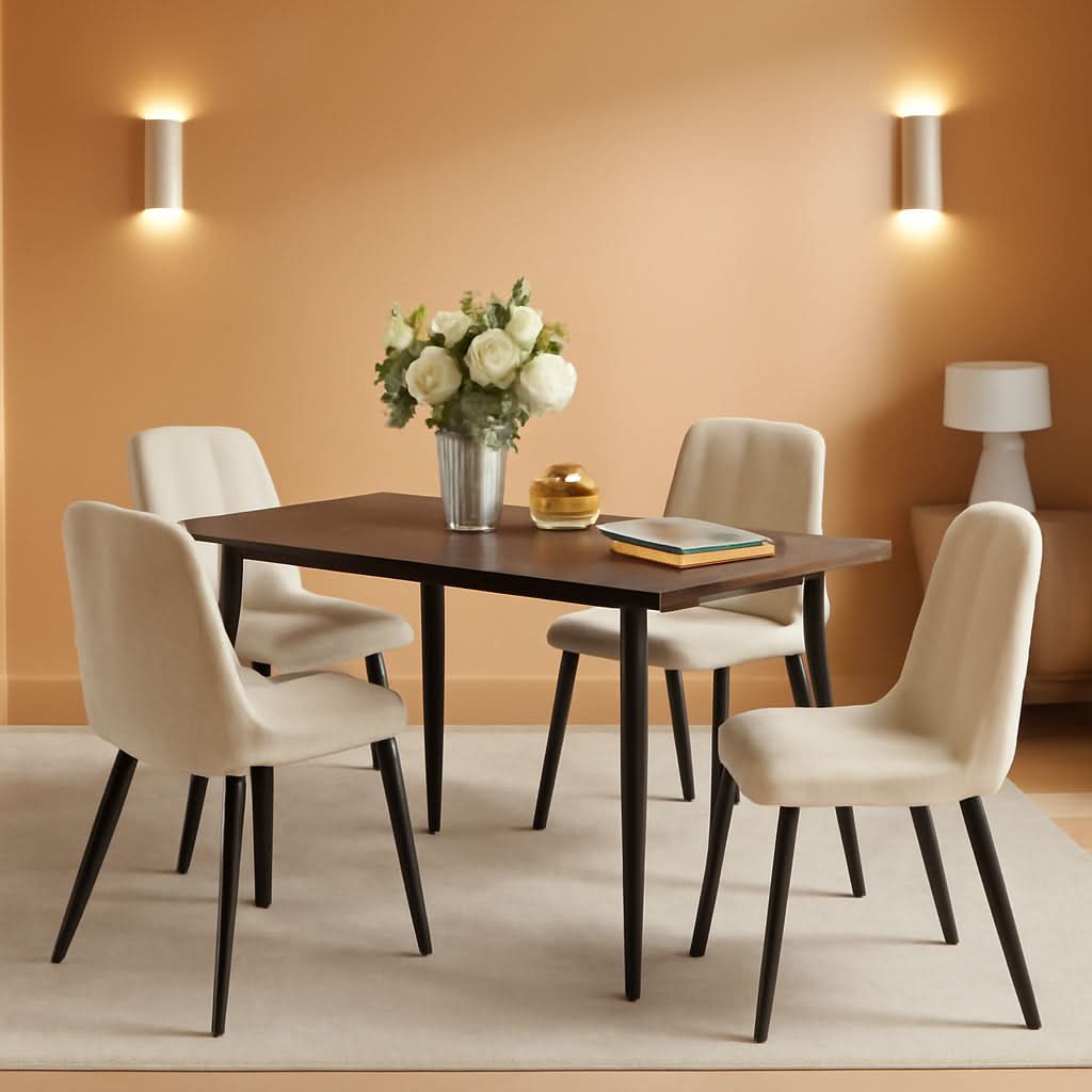 Cream-White Dining Chairs 4-Pack For Kitchen Modern