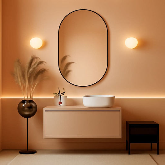 Oval Bathroom Mirror 20x28 Inches Distinctive Silver