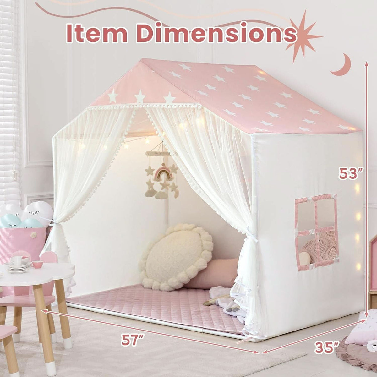 Pink Princess Playhouse Tent With Premium Curtains